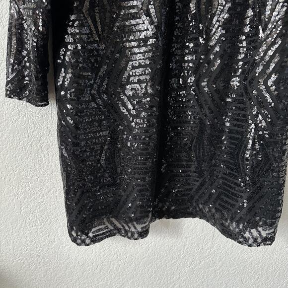 NEW City Chic Glitter Sequin Black Shift Dress Bright Lights Plus Size 20 - Picture 2 of 8